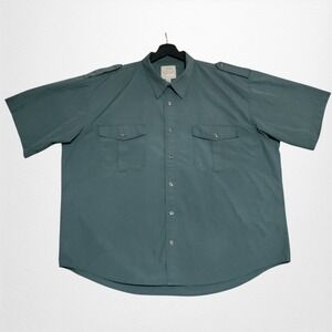 Cabelas Safari Series Shirt Mens 2XL Reg Green Short Sleeve Hiking Button Front